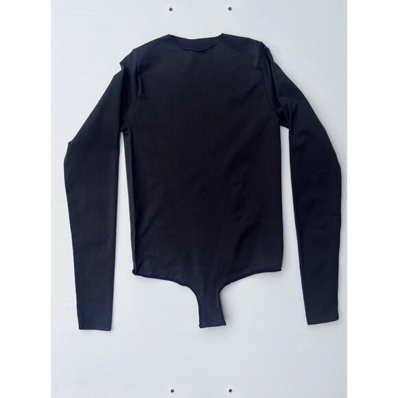 SKIMS Long Sleeve Crewneck Smoothing Thong Bodysuit Size S/M Onyx (Black) - Picture 11 of 13
